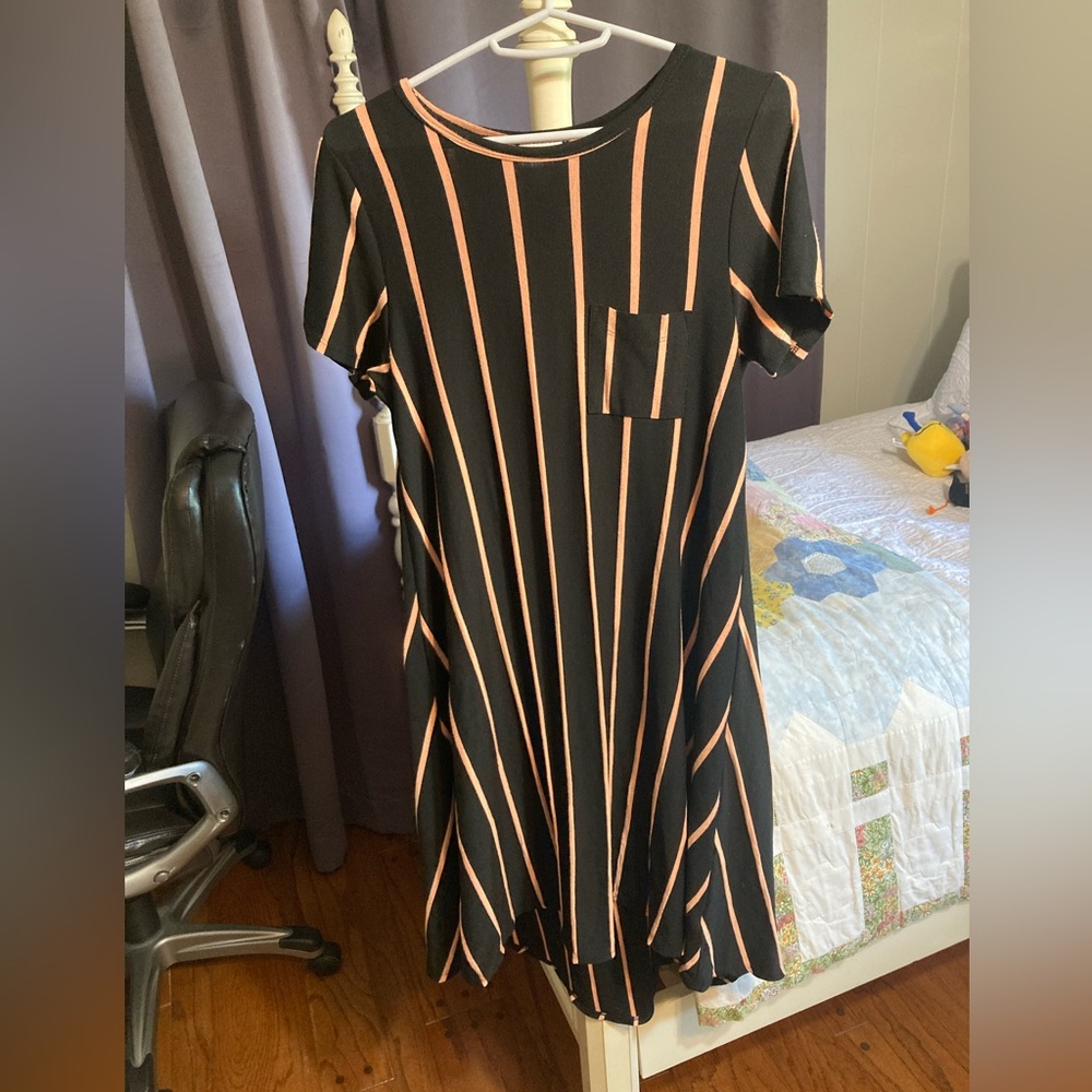 Black and Peach striped LulaRoe dress